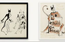 Deux dessins d'Yves Saint Laurent pour le livre pour enfants «Le Diable à Paris» de Jacques Damase. (© Cornette de Saint Cyr)