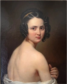 Portrait de dame, huile sur toile signée Auguste-François Laby