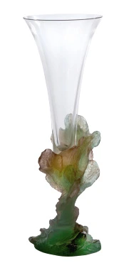 Vase soliflore en cristal et pâte de verre teintée vert
